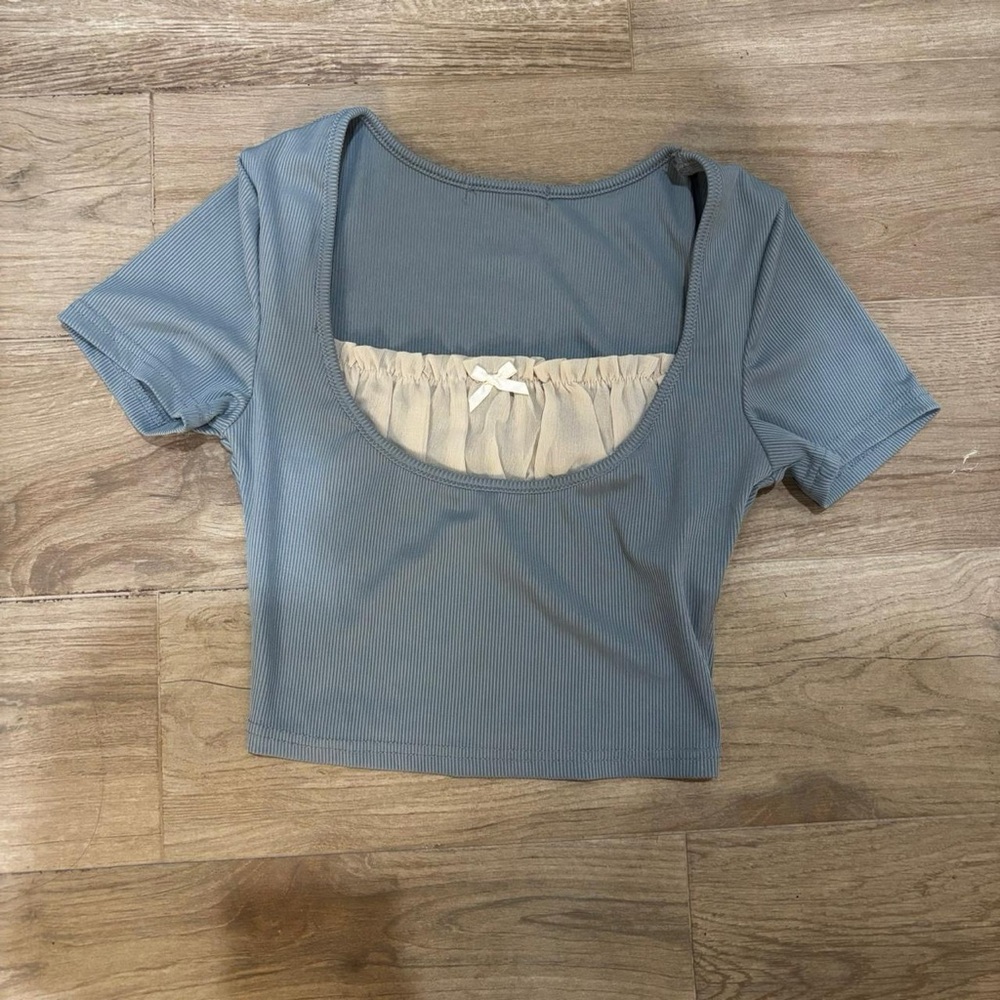 Women's blue coquette milkmaid top